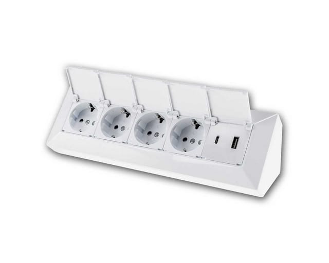 Chilitec - 4-fach Steckdosenblock usb-a+c weiß 250V/16A usb 3,1A mit Klappen