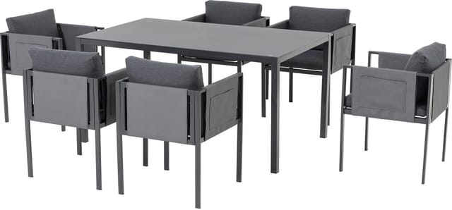 Garten-Essgruppe Ascona Stahl 6 Personen Tisch & Stuhl Set - Primaster