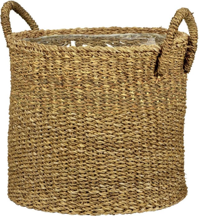 Scheurich Seagrass 27, Korbgefäß/Korb-Pflanzgefäß/Korbtopf mit Griffen aus Seagrass Farbe: Nut, 28 cm Durchmesser, 24 cm hoch, 13,1 l Vol.