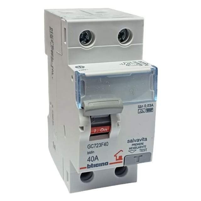 Bticino Fehlerstrom-Schutzschalter 40A 2P 30 MA F 2 Module GC723F40