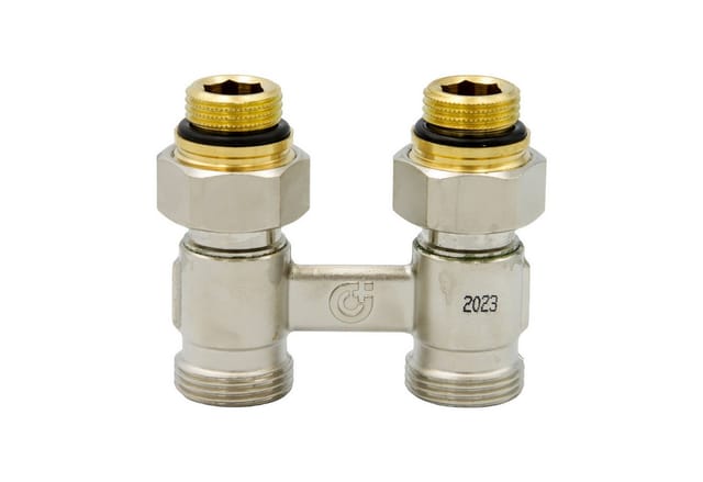Caleffi - Zweirohr Hahnblock 3/4'' Eurokonus x 1/2''AG Durchgang gerade 301041