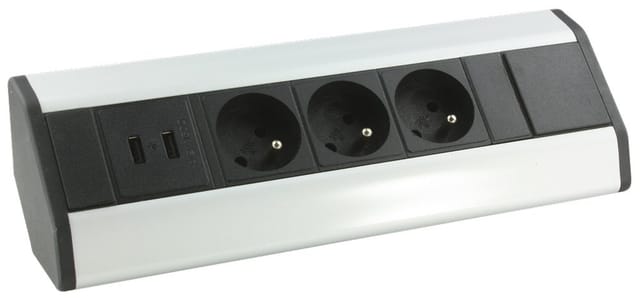 Ecksteckdosenblock 3 Steckdosen + 2 USB-Anschlüsse Arlux Lighting