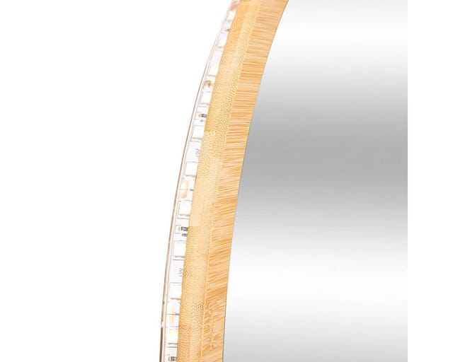Badspiegel mit LED-Beleuchtung, Bambus, ø 57 cm