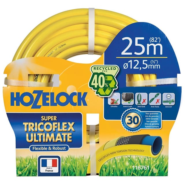 Ultimativer Hochleistungs-Mehrzweck-Gartenschlauch, 15 mm, 80 m, Gelb HOZELOCK