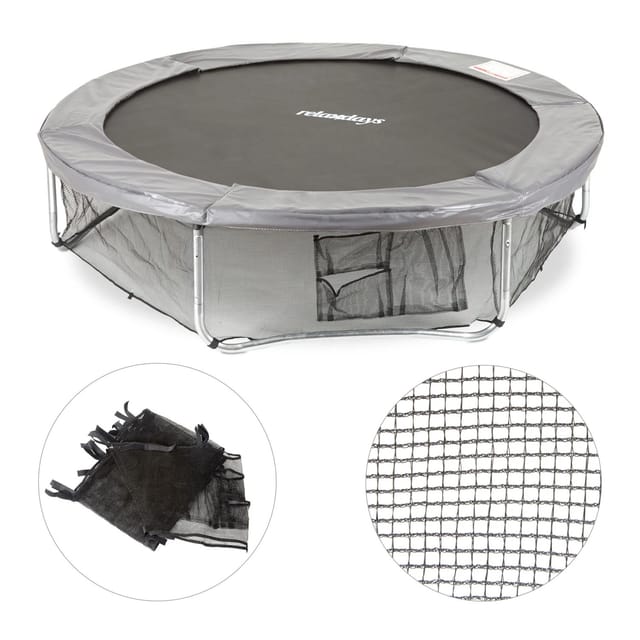 Relaxdays - Rahmennetz für Gartentrampolin, mit 3 Aufbewahrungstaschen, Bodensicherungsnetz für Trampolin ø 183cm, schwarz
