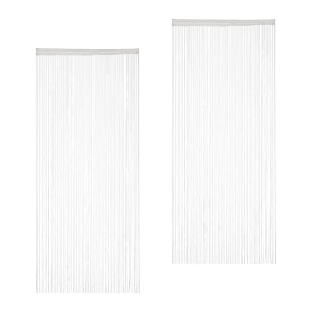 Relaxdays - Fadenvorhang weiß, 2er Set, kürzbar, mit Tunneldurchzug, für Türen & Fenster, Fadengardine, 90x245 cm, white