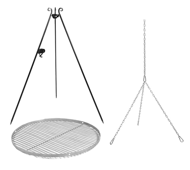 Stahl Schwenkgrill mit Kurbel & Grillzubehör Dreibein Grill inkl. Stahl Grillrost ø 50 cm - Cookking