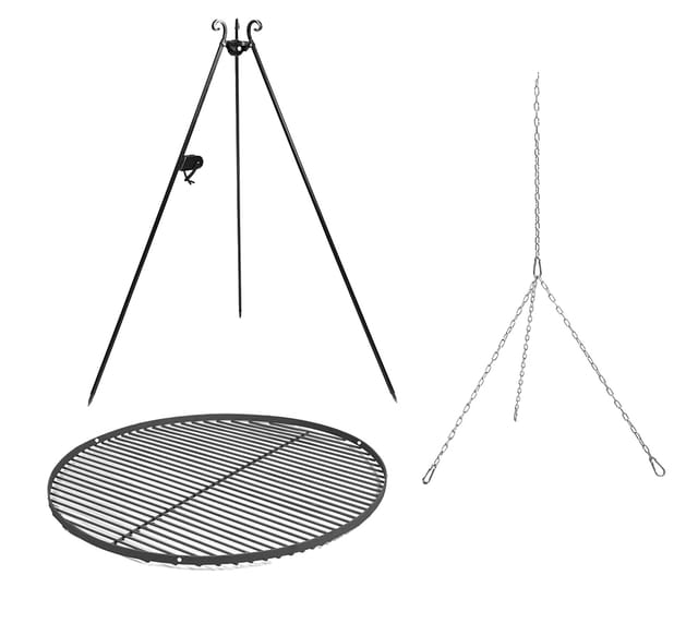 Stahl Schwenkgrill mit Kurbel Grillzubehör Dreibein Grill inkl. Grillrost ø 50 cm - Cookking