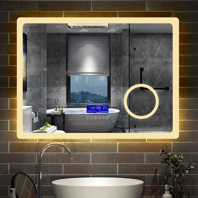 80¡Á60 cm BT Kalt/Warmwei 3x LED Schminkspiegel Touch Beschlagfrei