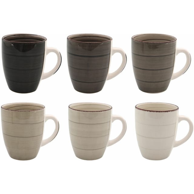 Porzellan Kaffeebecher braun - 6er Set - Kaffeetasse Kaffe Pott Mug Tasse Becher farbig