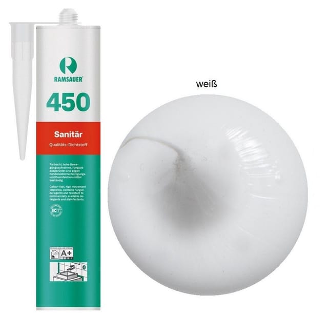 Ramsauer ® - Ramsauer 450 Sanitär Silikon Fugen Dichtstoff 310ml Kartusche weiß