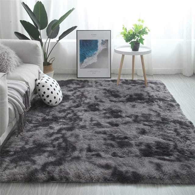 Freosen - Shaggy Wohnzimmerteppich 160 x 230 cm, dunkelgrauer Plüsch, weicher Polypropylen-Faser, rutschfester Teppich