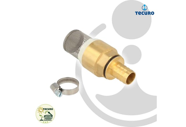 Tecuro - Saugfilter Set 1/2 Zoll - ms Fußventil mit Rückschlagventil, Saugkorb, Schlauchülle und Schlauchschelle