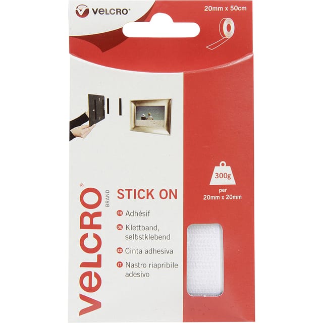 Velcro - VEL-EC60224 Klettband zum Aufkleben Haft- und Flauschteil (l x b) 500 mm x 20 mm Weiß 0.5 m