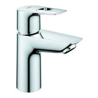 BauLoop 1-Loch-Einhand-Waschtischbatterie S-Size, glatter Körper, Temperaturbegrenzer, EcoJoy Mousseur 5,7l/min, Chrom - Grohe