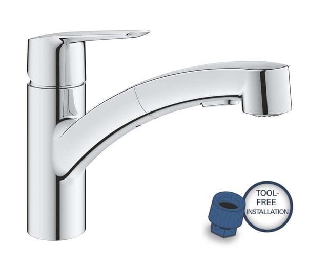 QuickFix Start - Spültisch Einhebelmischer mit ausziehbarer Brause, Chrom 30531001 - Grohe