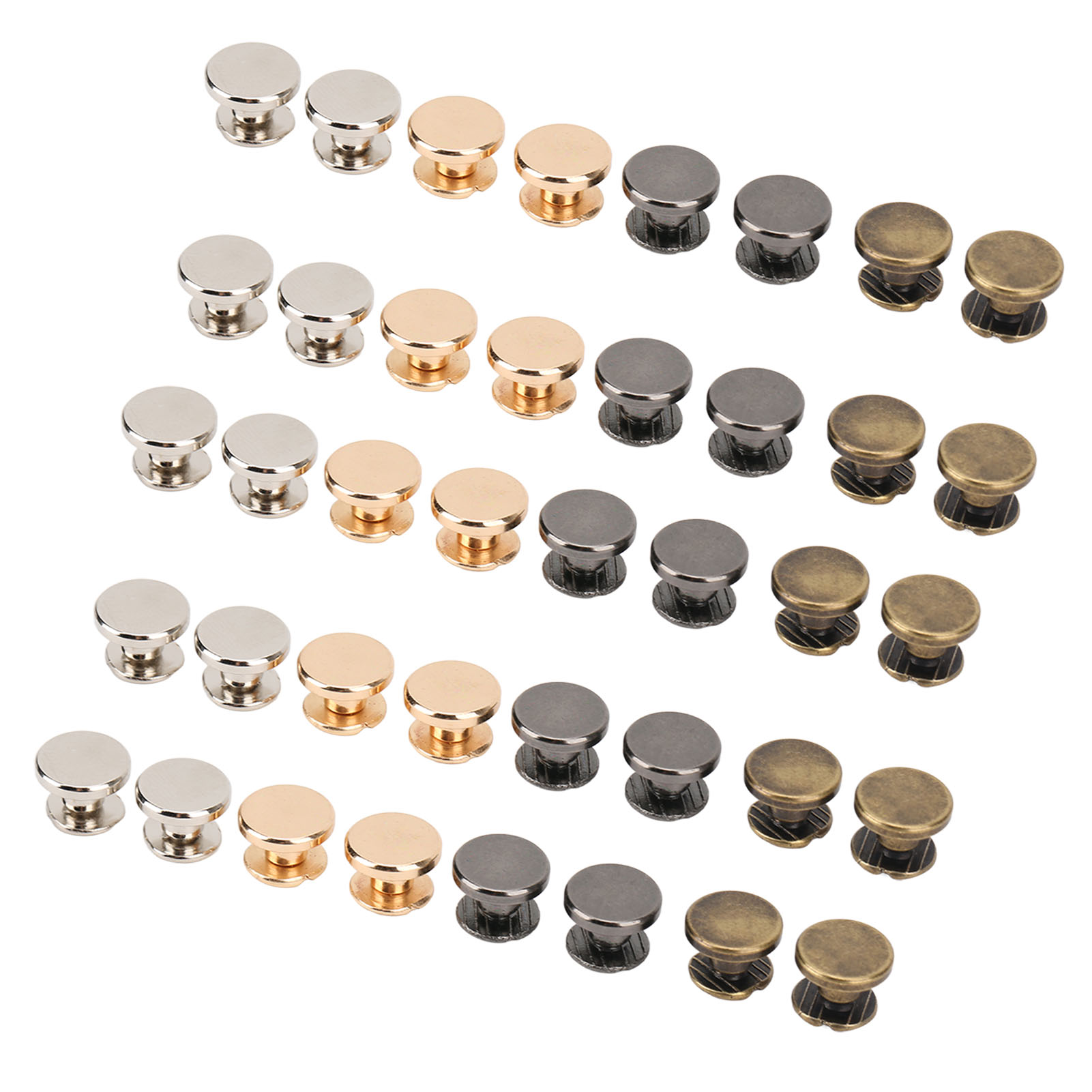 40 Stück Diy-bindeschrauben, 4 Farben, Flachkopf, 9 X 5 Mm, Glatte Oberflächen, Metall-chicago-schrauben Für Gürtel, Handtaschen, Schuhe Und Kleidung