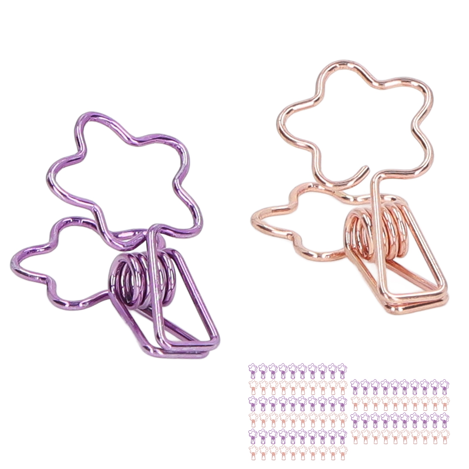 100 Stück Niedliche Büroklammern In Cartoon-blumenform, Rosa, Gold Und Lila, Für Zuhause, Schule Und Büro