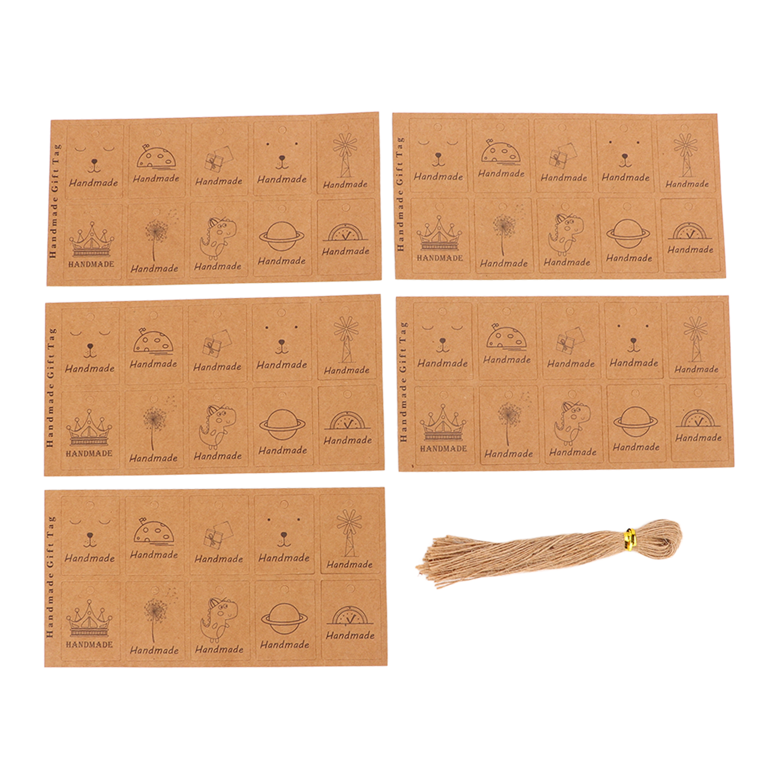 300 Geschenkanhänger Aus Kraftpapier Mit Niedlichen Mustern Und Juteschnur Für Bastelarbeiten, Hochzeiten, Weihnachtsgeschenke Und Dekorationen