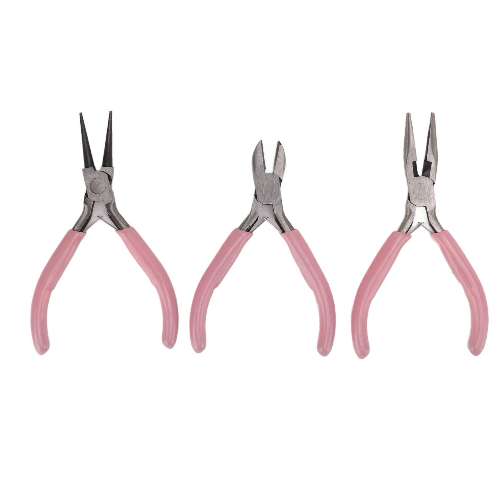 3-teiliges Set Aus Rosa Schmuckzangen Mit Runden Nadeln Und Diagonalen Spitzen Aus Robustem Und Langlebigem Kohlenstoffstahl Für Bastelarbeiten Und Diy-projekte