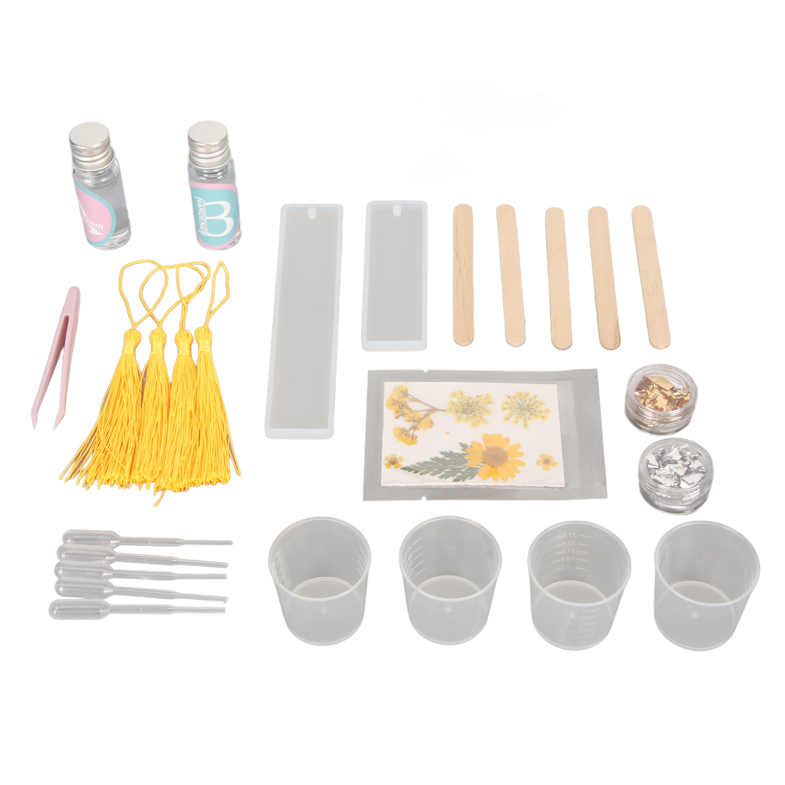 Lesezeichen-harzformen, Reißfest, Wiederverwendbar, Lesezeichenform-set Mit Quasten Für Diy-handarbeiten, Gelb