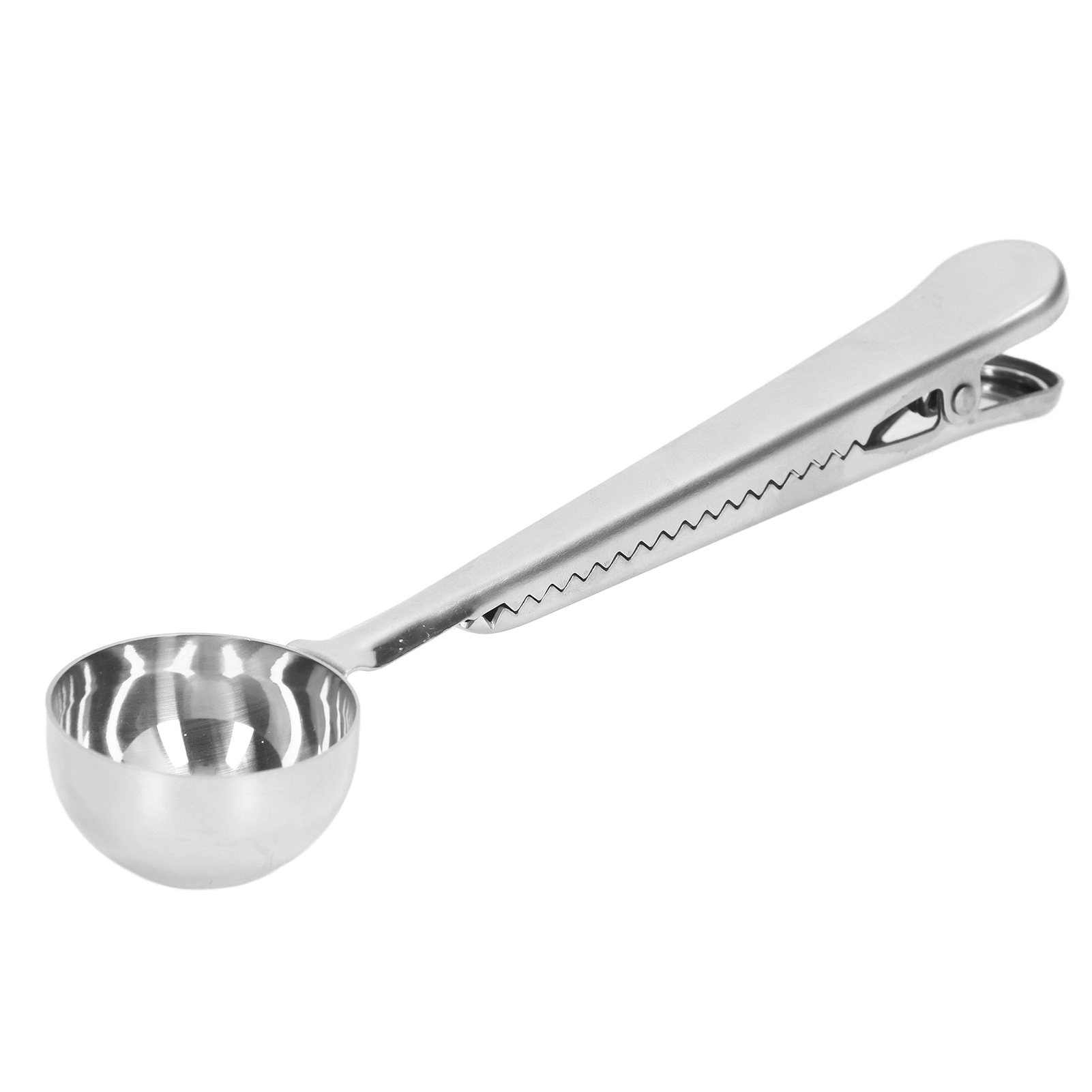 Kaffeelöffel-verschlussclip 2-in-1, Edelstahl, Dicht Schließend, Vertieftes Design, Praktisches Kaffeezubehör, Silber