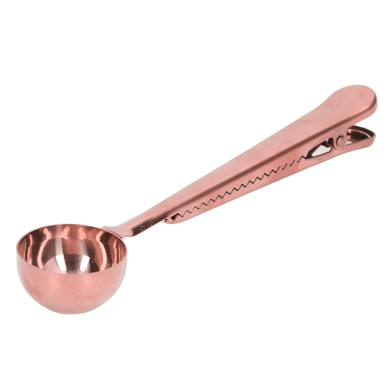 Kaffeelöffel-verschlussclip 2-in-1, Edelstahl, Dicht Schließend, Vertieftes Design, Praktisches Kaffeezubehör, Roségold
