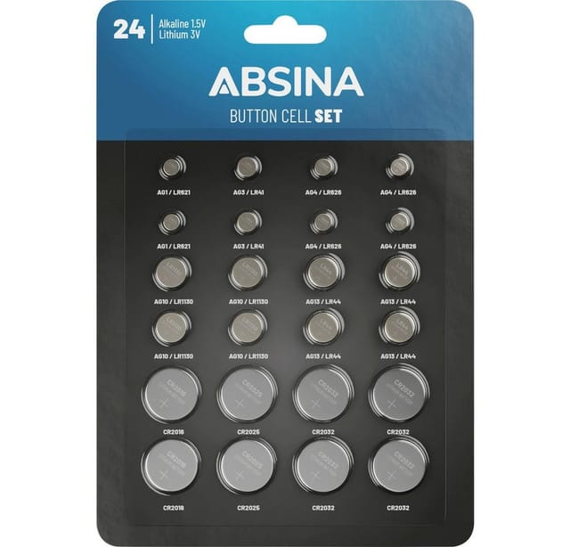 Knopfzellen-Set, 24-teilig - Absina