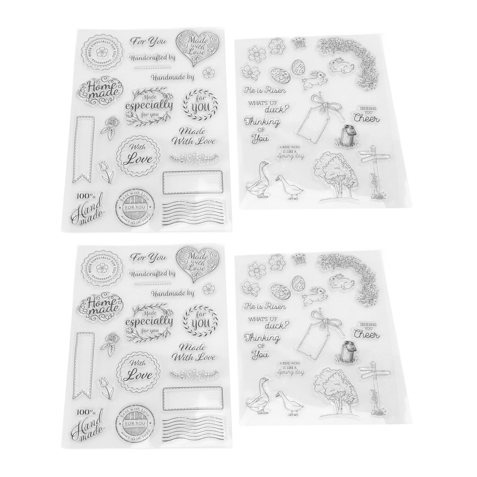 4 Blatt Klarsichtstempel Diy-bastelset, Recycelbar, Transparente Abdruckstempel, Dekorative Stempel, Stempel Für Kartenherstellung, Tagebücher, Umschläge