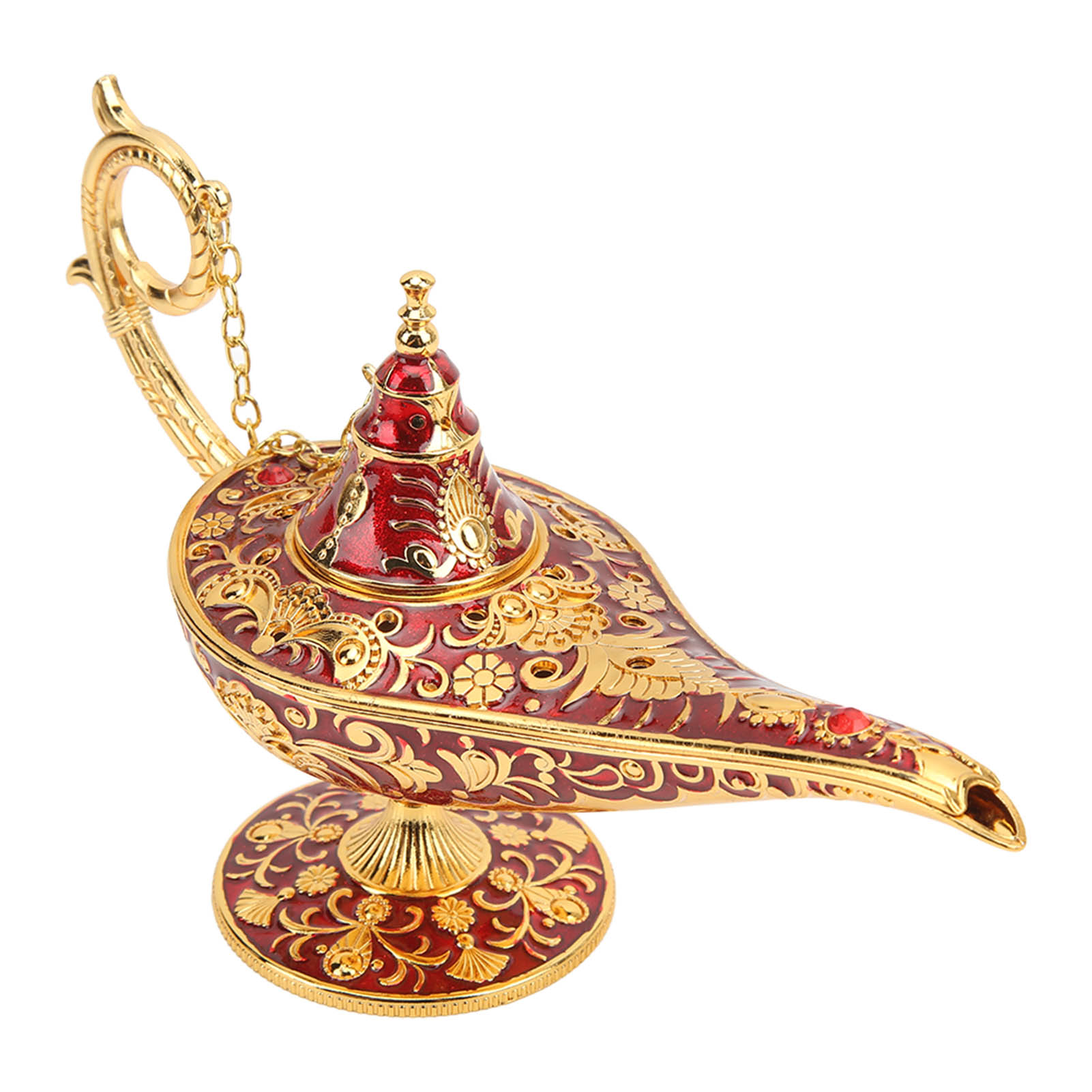 Zauberlampe Aus Roter Zinklegierung, Oxidationsbeständig, Farbecht, Reliefmuster, Europäischer Stil, Aladdin-lampe Für Die Heimdekoration