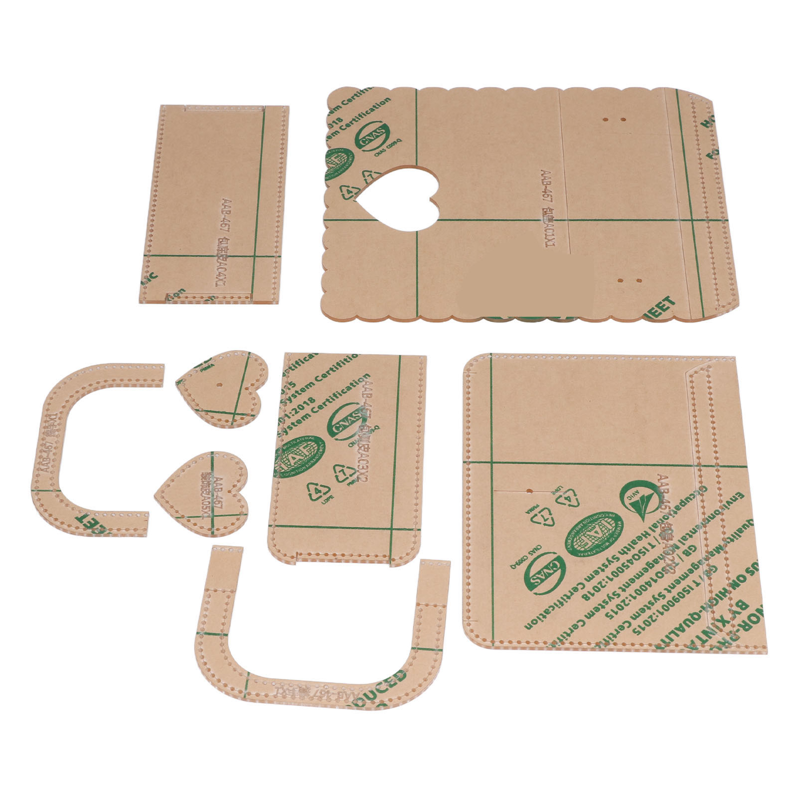 8 Acryl-schablonen, Wiederverwendbar, Herzförmig, Transparent, Diy-ledermodelle, Zum Herstellen Von Schultertaschen