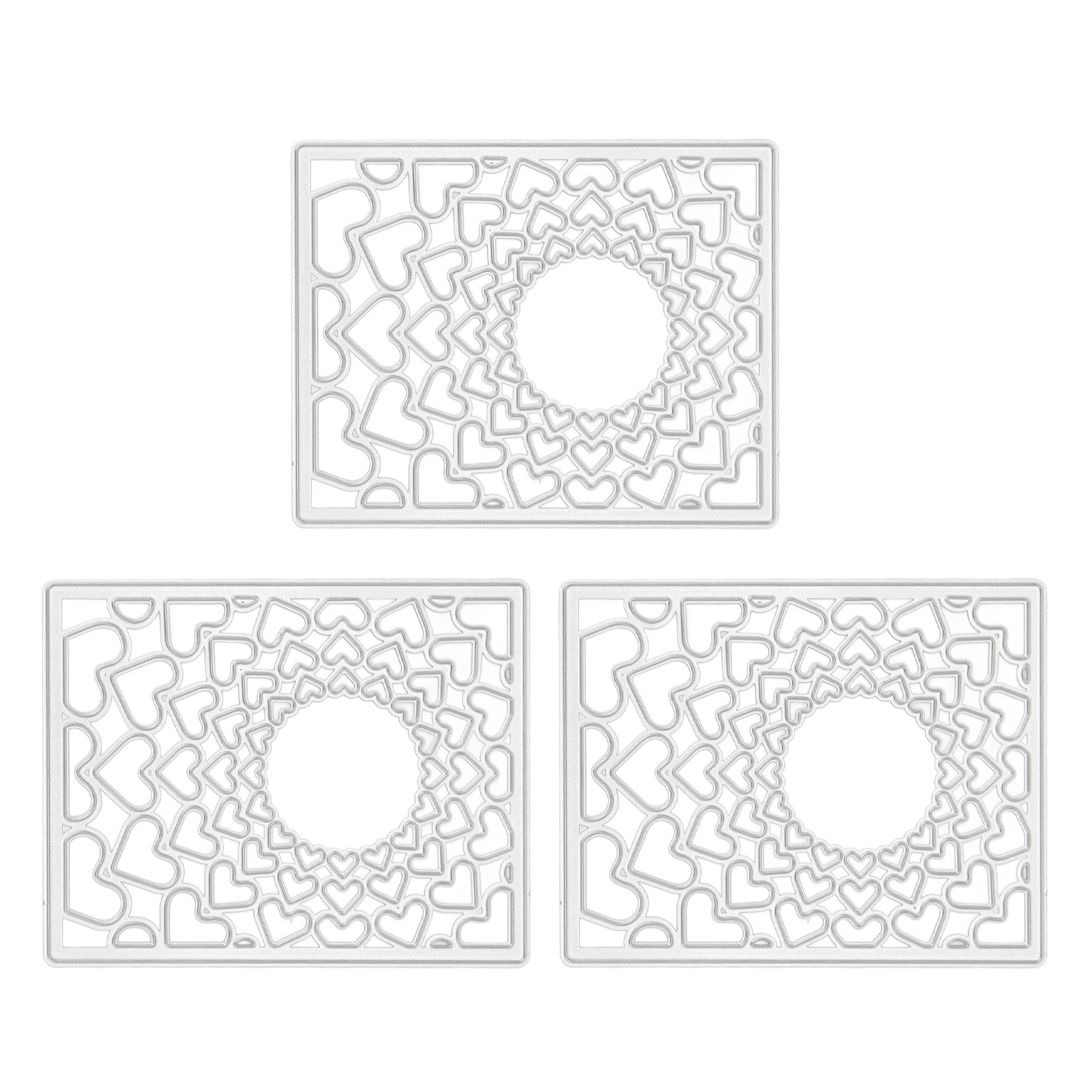 3-teiliges Set Prägeformen Für Herz-hintergrundrahmen Aus Wiederverwendbarem Kohlenstoffstahl Für Diy-bastelkarten