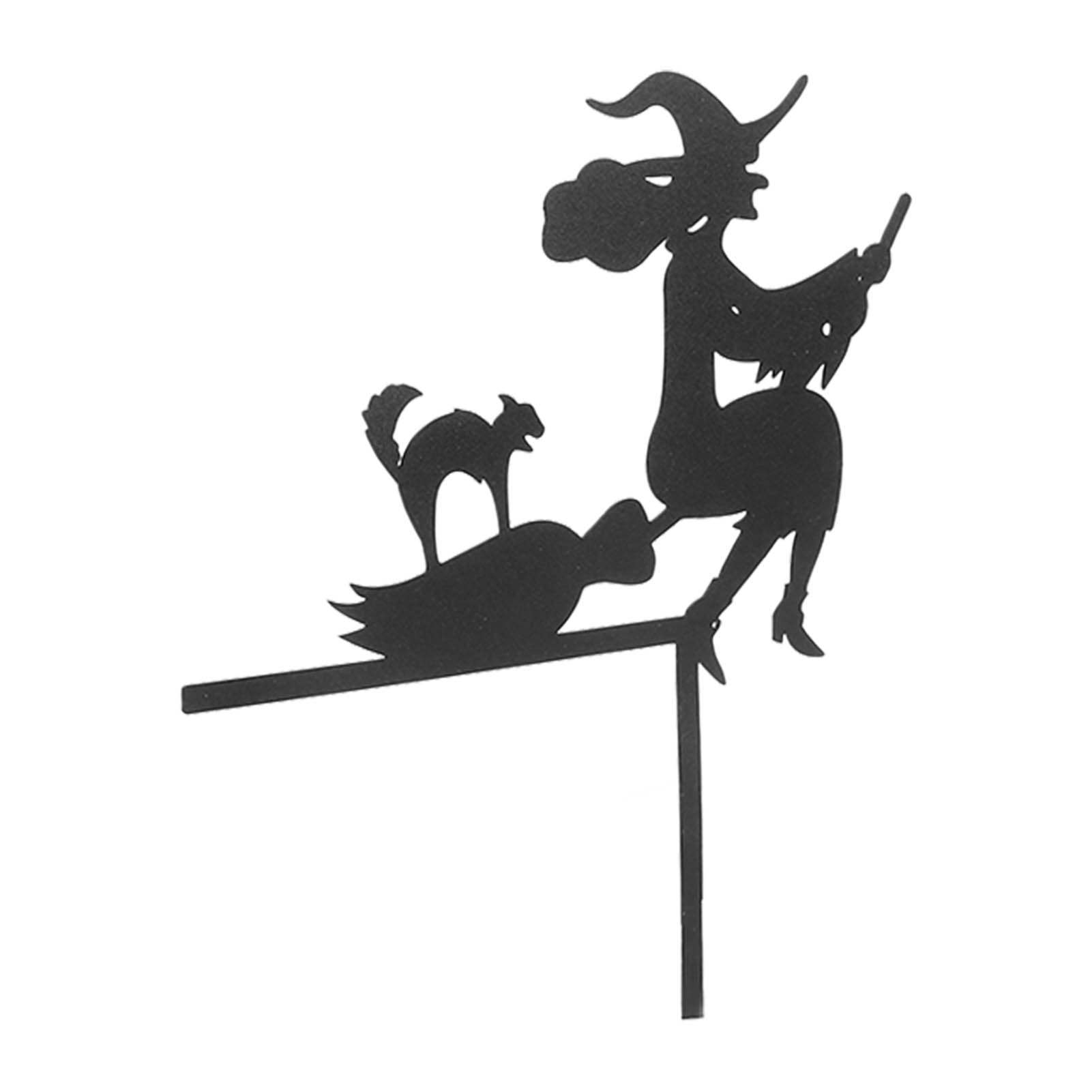 Halloween-türdekoration: Katze Und Hexe Auf Einem Besen – Türschild Für Kaminsims Und Fenster
