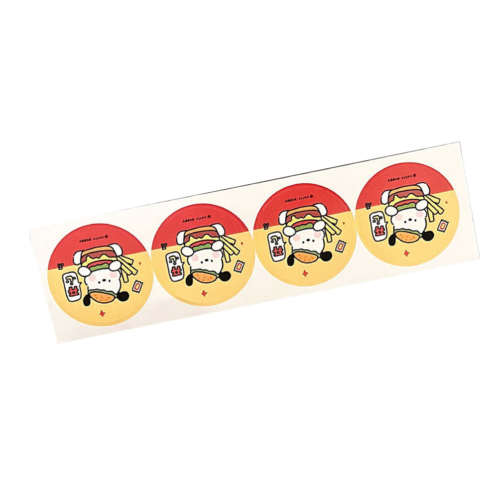 Verpackungsaufkleber, 4 Cm Rund, Niedliches Cartoon-hundemotiv, Selbstklebend, Wasserfest, Für Umschläge