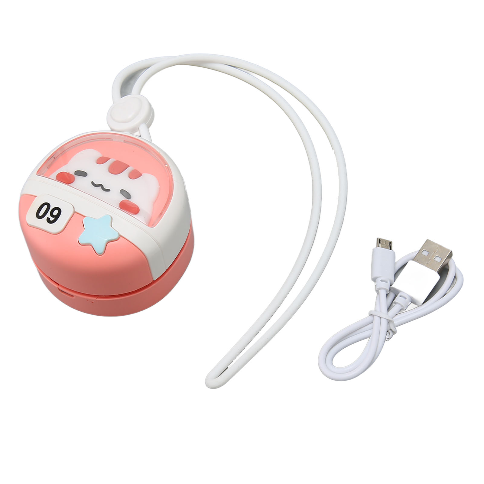 Mini-halsventilator Mit 3 Geschwindigkeiten, Usb-ladefunktion, Ohne Rotorblätter, Tragbarer Kleiner Halsventilator Im Cartoon-stil Für Reisen, Camping, Katzenmotiv