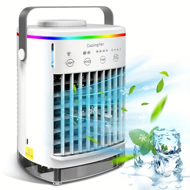 Climatiseur Portable, Ventilateur Brumisateur, Humidificateur Usb À 4 Vitesses, Pour Chambre, Voyage, Bureau