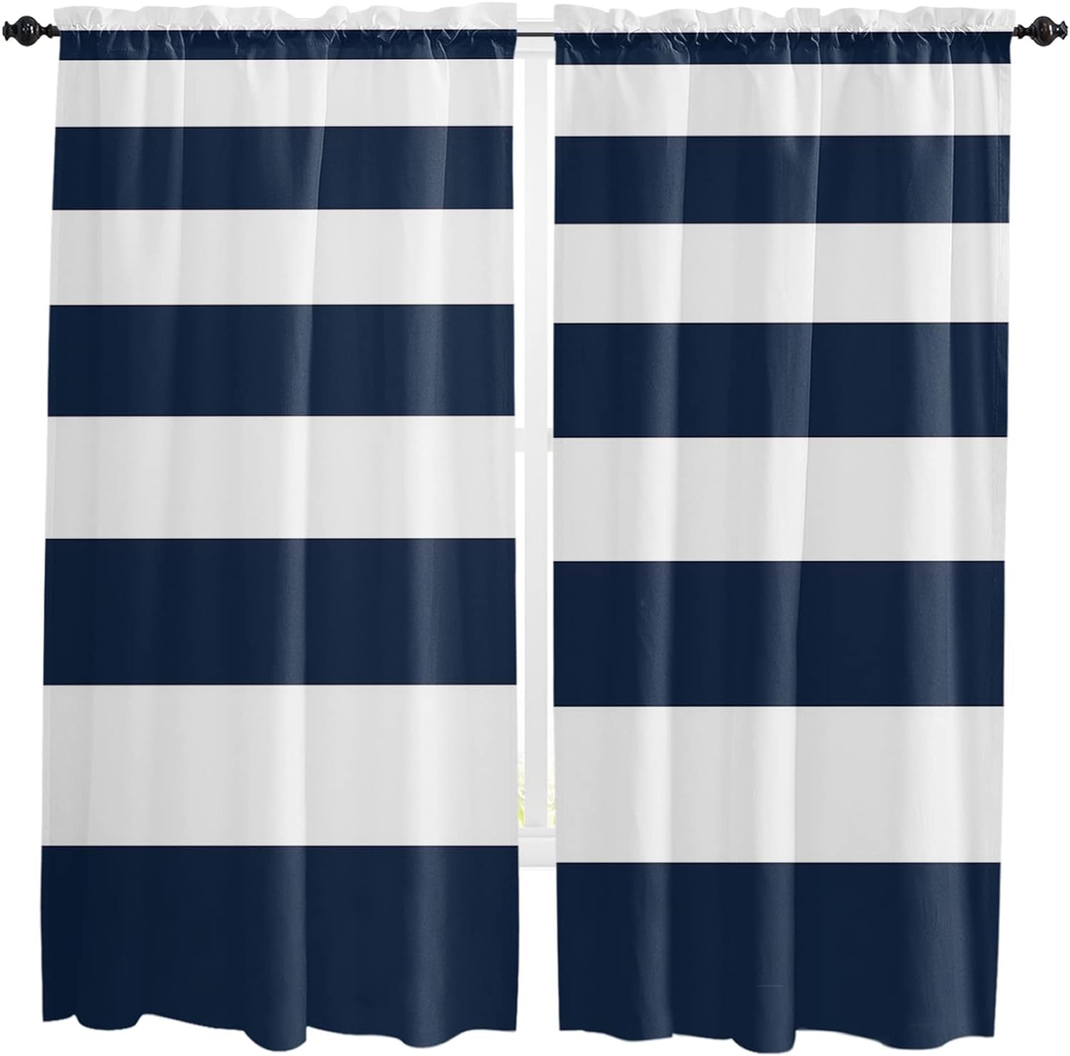 Marinblå Duschdraperier, 72" B X 72" H Blå Och Vit Duschdraperi, Duschdraperi I Tyg För Badrum, Med 2 Tunga Stenar Blue