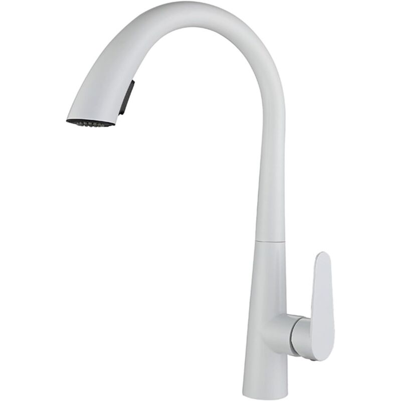Robinet Cuisine Blanc Mitigeur Cuisine Avec Douchette Extractible,robinet Douchette Cuisine De Rotatif À 360°,robinetterie De Cuisine En Acier Inoxydable,2 Modes De Pulvérisation