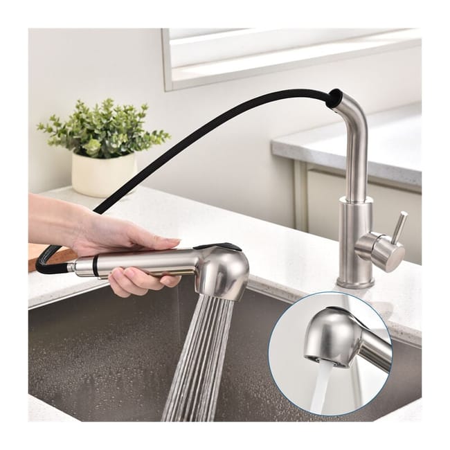 Robinet De Cuisine Avec Douchette Extractible Mitigeur De Cuisine 2 Jets Au Choix Robinet Evier Cuisine En Acier Inoxydable Brossé (sku Produit : 94940569 Sku Offre : Lehuamwj482)