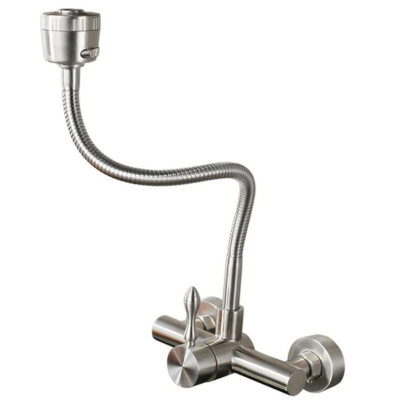 Robinet De Baignoire Avec Douchette Mitigeur De Douche À Main Ronde Monocommande Mural En Acier Inoxydable Brossé Robinet De Douche Pour Salle De Bains（ Longueur De Sortie : 35 Cm）