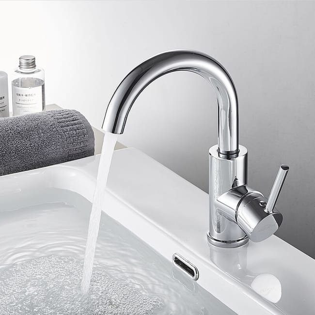 Robinet De Lavabo U-forme Mitigeur Eau Froide Et Chaude En Laiton Rotation À 360° Robinet De Vasque À Poser Pour Salle De Bains, Chromé (sku Produit : 94940441 Sku Offre : Lehuamwj418)
