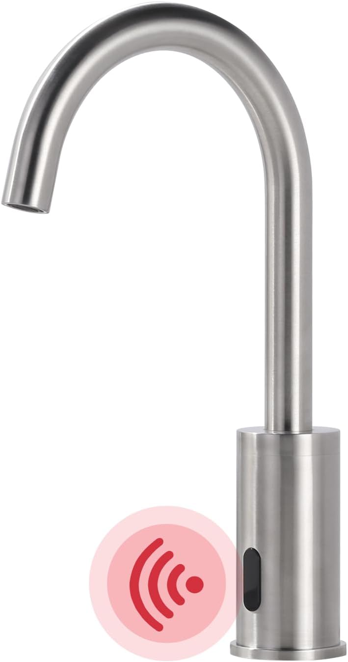 Robinet De Lavabo Sans Contact Automatique À Capteur Pour Salle De Bain, Nickel Brossé