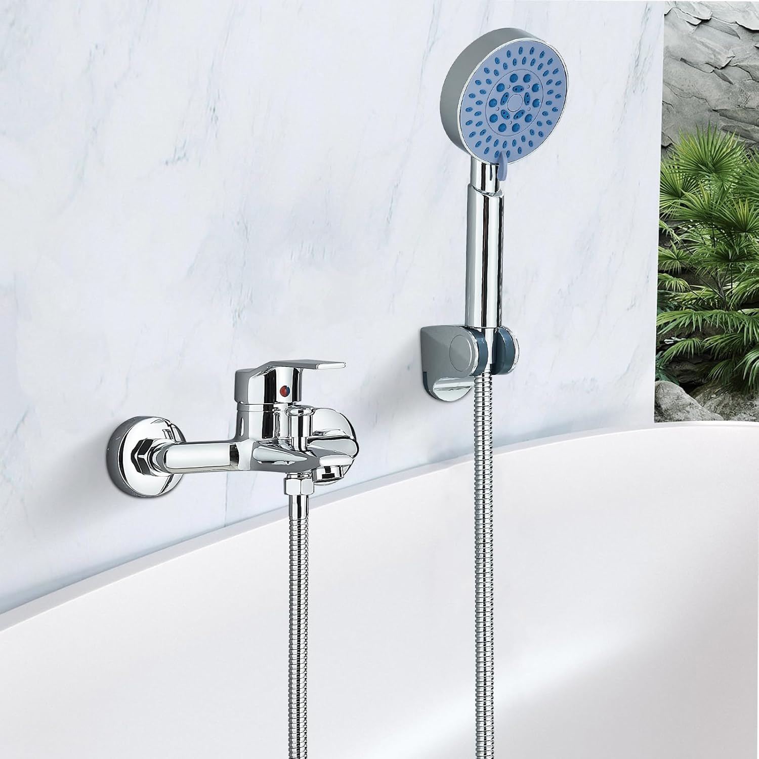 Robinet De Baignoire Avec Douchette À Main, 5 Fonctions, Mitigeur De Baignoire Avec Douchette Et Tuyau De 1,5 M