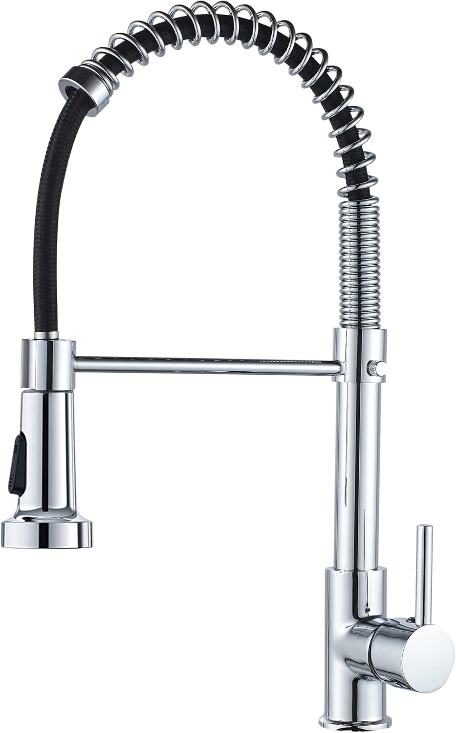 Robinet De Cuisine Ressort À Poignée Unique Laiton Avec Douchette Extractible Mitigeur D'Évier De Cuisine, Chrome