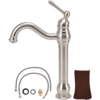 Brushed Sink Faucet Copper Retro Industrial Mixer Tap Bathroom Basin Faucet Single Handle For Above Counter Basin