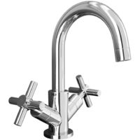 Crox Modern Chrome Basin Cross Head Mixer Tap With Curved Spout