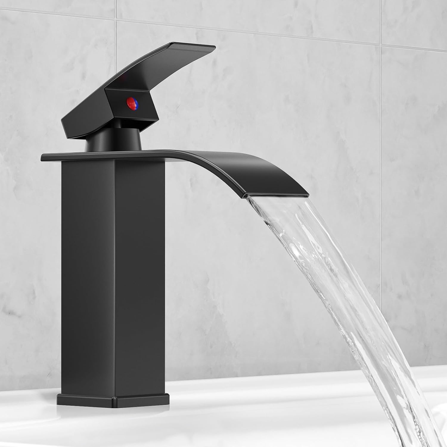 Robinet Salle De Bain,mitigeur Lavabo Cascade En Acier Inoxydable,eau Chaude Et Froide Disponiblechromé (comprend Un Tuyau De 60 Cm)