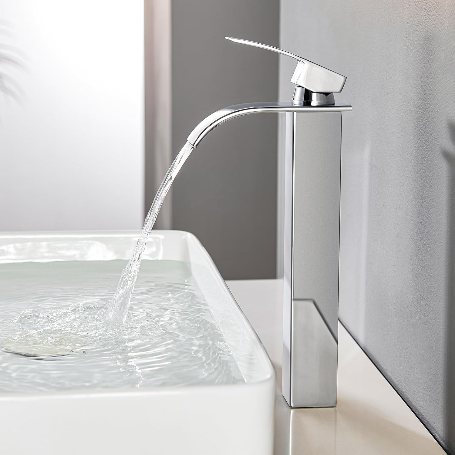 Robinet De Salle De Bain Haut, Robinet De Lavabo Cascade, Robinet De Salle De Bain En Acier Inoxydable, Robinets De Lavabo Avec Eau Chaude Et Froide,