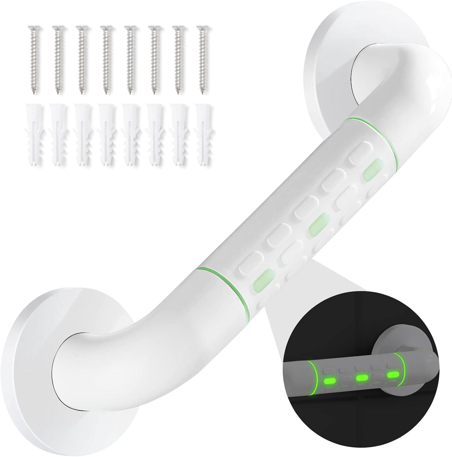 Barres D'Appui Salle De Bain Avec Antidérapant, Barres D'Appui Douche Avec Anneau Lumineux - Bride Avec Couvercle, 30 Cm