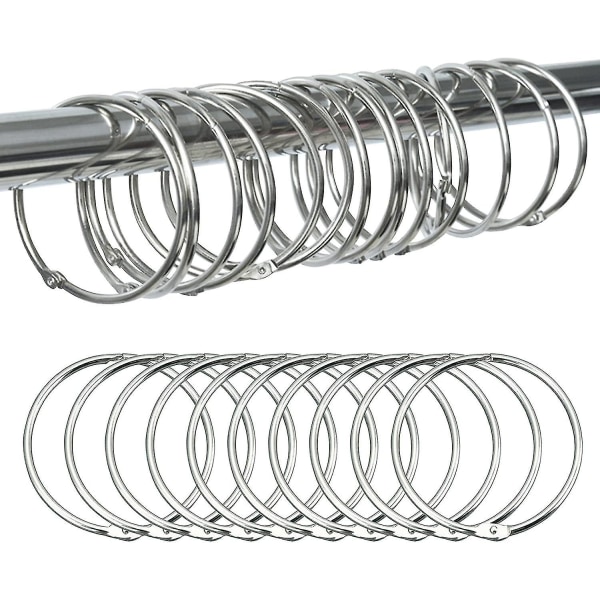 24-pack Runda Rostfria Duschgardinringar I Metall För Badrum (silver) A